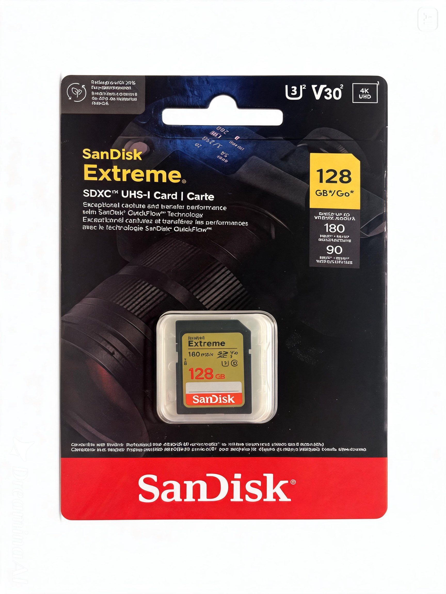 Cartão SDXC SanDisk Extreme 128GB Classe 10 — 190MB/s 4K/8K
