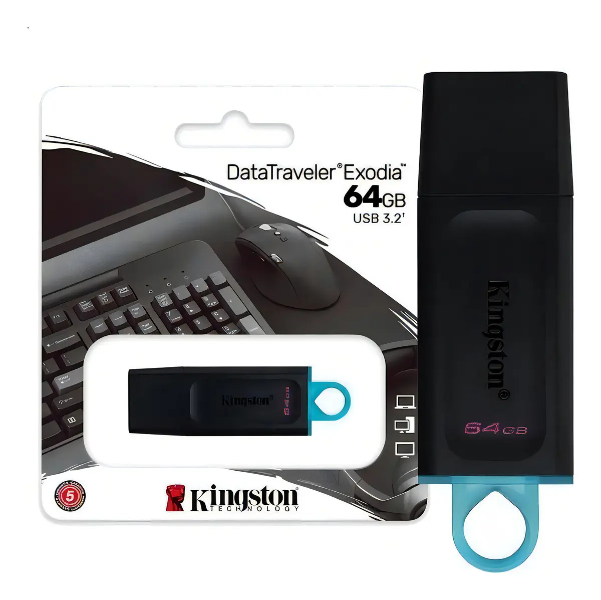 Embalagem do Pendrive Kingston DataTraveler Exodia 64GB USB 3.2
